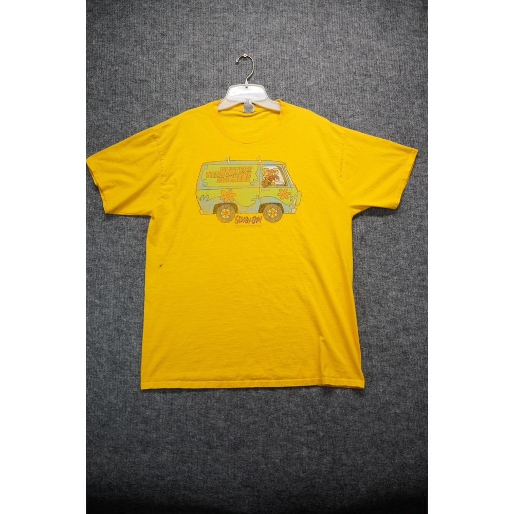 Scooby Doo Shirt Adult‎ Mens Large Yellow Short Sleeve Mystery Van Graphic